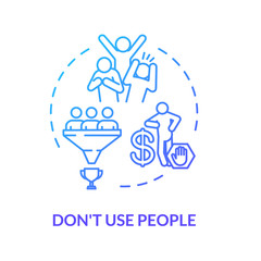 Dont use people concept icon. Abuser, selfish person. Egocentric and narcissistic friend. Abusive relationships idea thin line illustration. Vector isolated outline RGB color drawing