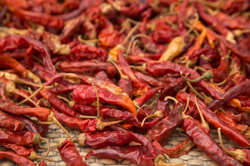 A pile of dried peppers