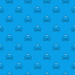 Vector seamless pattern with taxi car creative linear icon