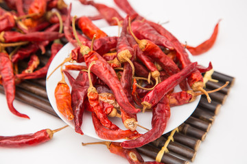 A pile of dried peppers