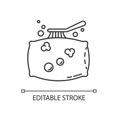 Pillow cleaning pixel perfect linear icon. Laundry, linen cleaning service, cushion washing. Thin line customizable illustration. Contour symbol. Vector isolated outline drawing. Editable stroke