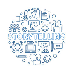 Storytelling vector round concept illustration in thin line style