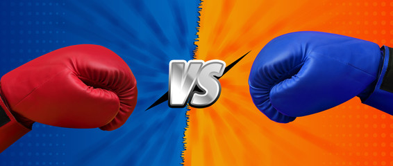 Versus vs letters fight backgrounds with boxing gloves and copy space