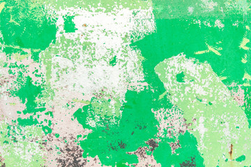 Industrial steel sheet green color old weathered and peeled paint. Metal background texture.