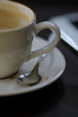 Emtry coffee cup at coffee shop.