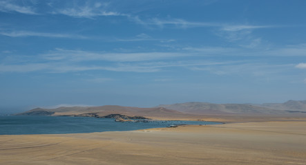Fototapeta na wymiar Paracas national park. Peru. Ocean and desert. Coast