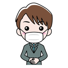 マスクをしたスーツの男性_上半身
