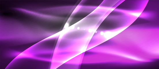 Abstract background. Shiny design neon waves with light effects, techno trendy design. Vector Illustration For Wallpaper, Banner, Background, Card, Book Illustration, landing page