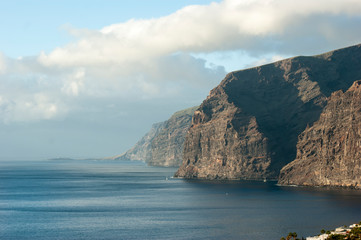 Huge majestic cliffs of Los Gigantes. Only the sea and the rocks.