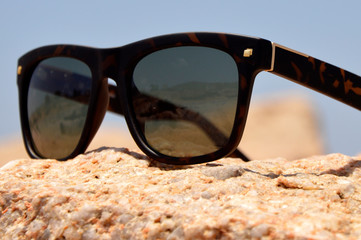 lunettes de soleil, lunettes, mode, isolé, soleil, sécurité, plage, été, noir, blanc, objet,...