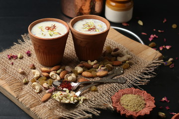 Thandai is a indian traditional cold beverage well known indian Holi snack. (Holi Concept)