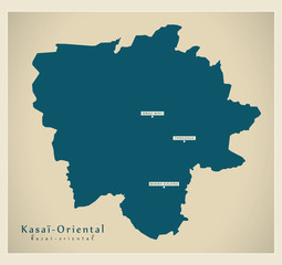 Modern Map - Kasai-Oriental province map of DR Congo