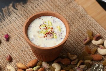 Thandai is a indian traditional cold beverage well known indian Holi snack. (Holi Concept)