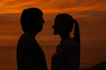 Sunset Miraflores Peru. Coast. Love couple. Boy and girl. Amor. Amour. 