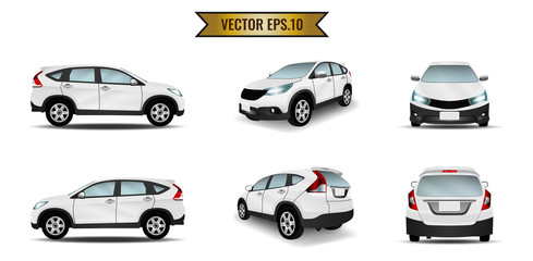 Car white isolate on the background. Ready to apply to your design. Vector illustration.