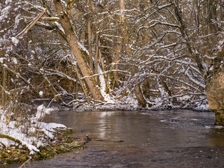 background of a fast flowing blurred river