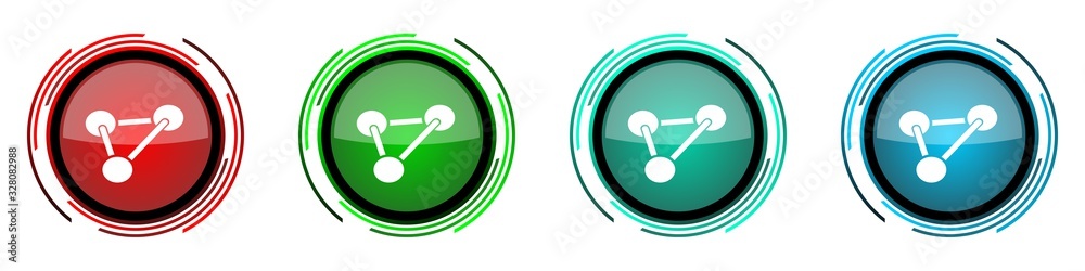 Poster chemistry round glossy vector icons, set of buttons for webdesign, internet and mobile phone applica