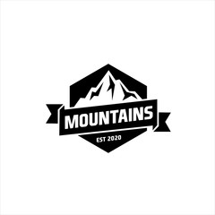 Mountain Design Element in Vintage Style for Logotype, Label, Badge and other design. Adventure retro vector illustration. mountain Idea logo design inspiration