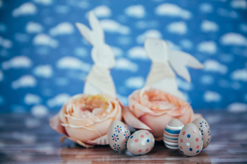 Beautiful Easter and Spring themed picture on a watercolor background.