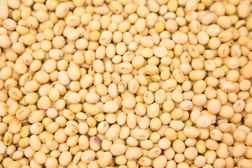 A pile of soybeans in a bamboo basket