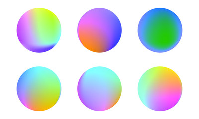 Set of round Vector Gradient. Multicolor Sphere. Modern abstract background texture. Template for design. Isolated objects