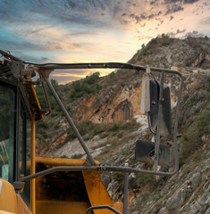 Fototapeta premium detail of big dumper inside a marble quarry in carrara ,italy
