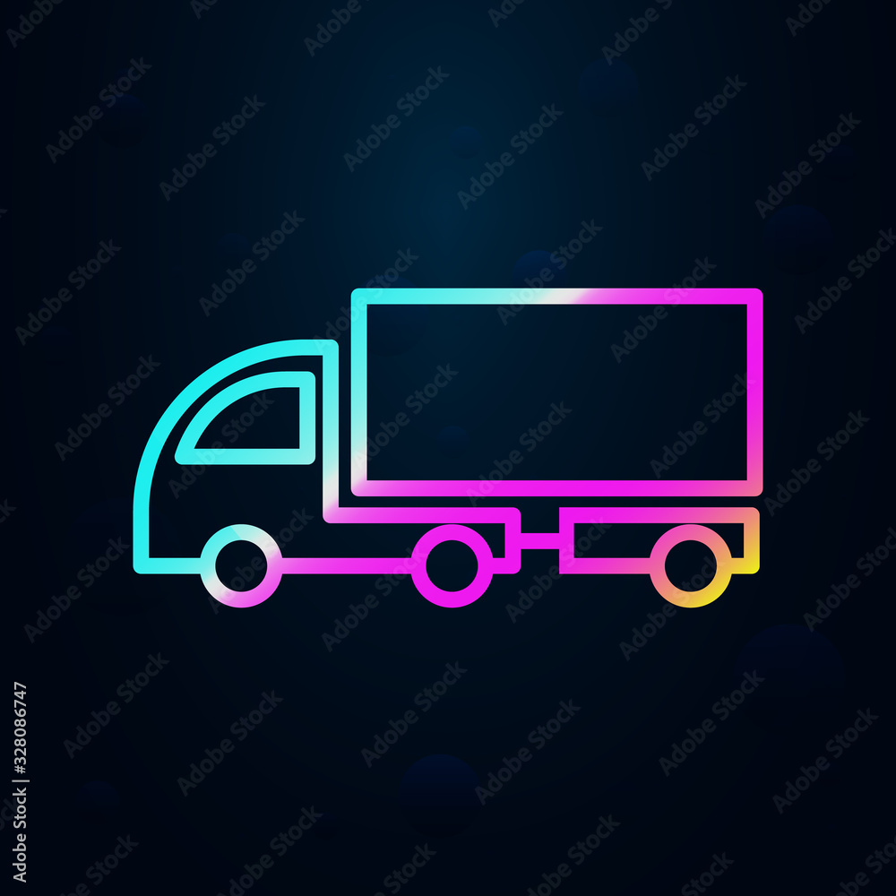 Poster lorry with a trailer in nolan style icon. simple thin line, outline vector of cargo logistic icons f
