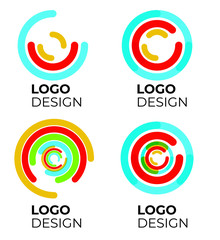 Vector set of color abstract modern logo. Logotype and symbols