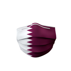 Qatar flag protective medical mask. 3D Rendering
