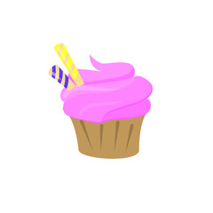 Vector illustration of strawberry cupcake