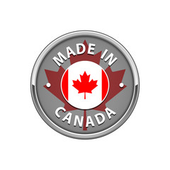 Made in Canada badge with Canadian flag