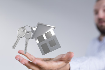 Hands - Holding House digital concept.