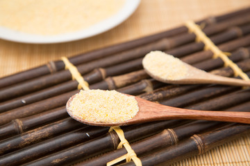 Cornmeal on the plate,