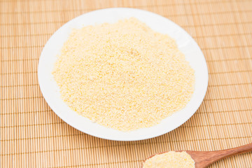 Cornmeal on the plate,