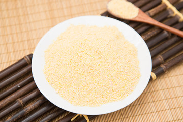 Cornmeal on the plate,