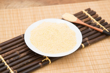 Cornmeal on the plate,