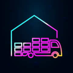 truck in warehouse in nolan style icon. Simple thin line, outline vector of cargo logistic icons for ui and ux, website or mobile application