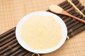 Cornmeal on the plate,