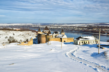 Picturesque panoramic view of medieval Khotyn fortress, Chernivtsi region. Ukraine