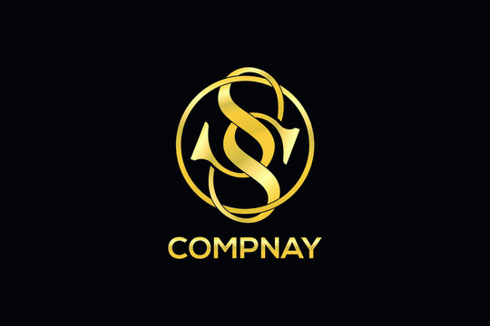 SS initial luxury golden round logo design