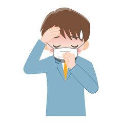 マスクをしたスーツの男性_上半身