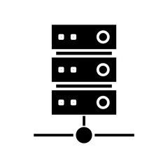 Network data server black icon, concept illustration, vector flat symbol, glyph sign.