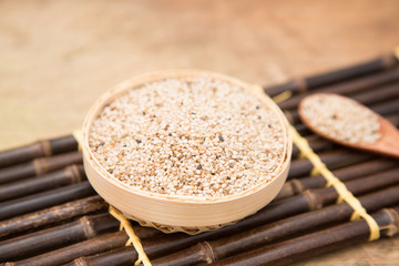 Sesame in the bamboo basket