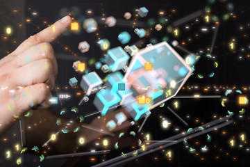 code data concept in hand media.