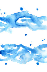 Watercolor abstract blue washes