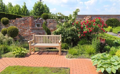 Bench in the garden. - 328098716