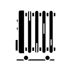 Portable heater black icon, concept illustration, vector flat symbol, glyph sign.
