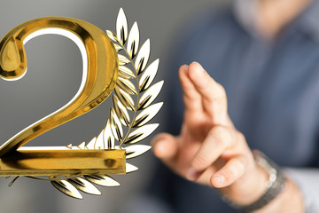 Second or two  Years award Digital number award Anniversary 3d.