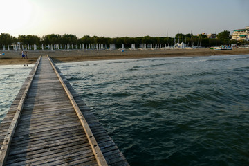 Pier Dock Beach of Lido di Jesolo summer day