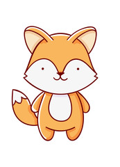 Obraz premium Character kawaii fox cartoon cute hand drawn isolated on white background
